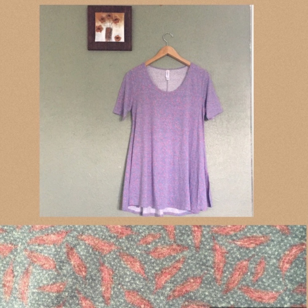 Purple with pink Feather print tunic top XS